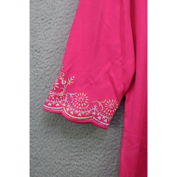 Quacker Factory Embroidered Rhinestones 3/4 Sleeve Tunic-Large-Cottagecore - Picture 4 of 13